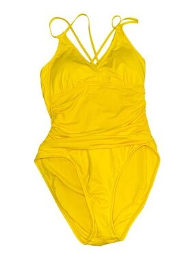 La Blanca Bright Yellow One-Piece Swimsuit with Crisscross Straps